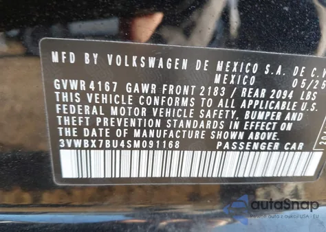 2025 Volkswagen Jetta 1.5T Sport из США, поврежденный, VIN 3VWBX7BU4SM091168